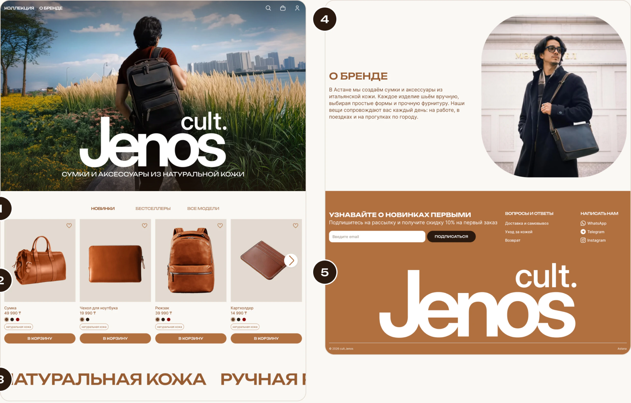 Главная cult.Jenos на десктопе с сеткой