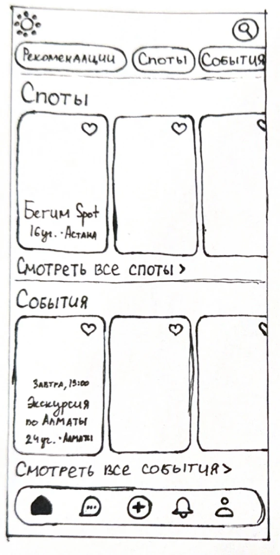 Скетч экрана «Главная»